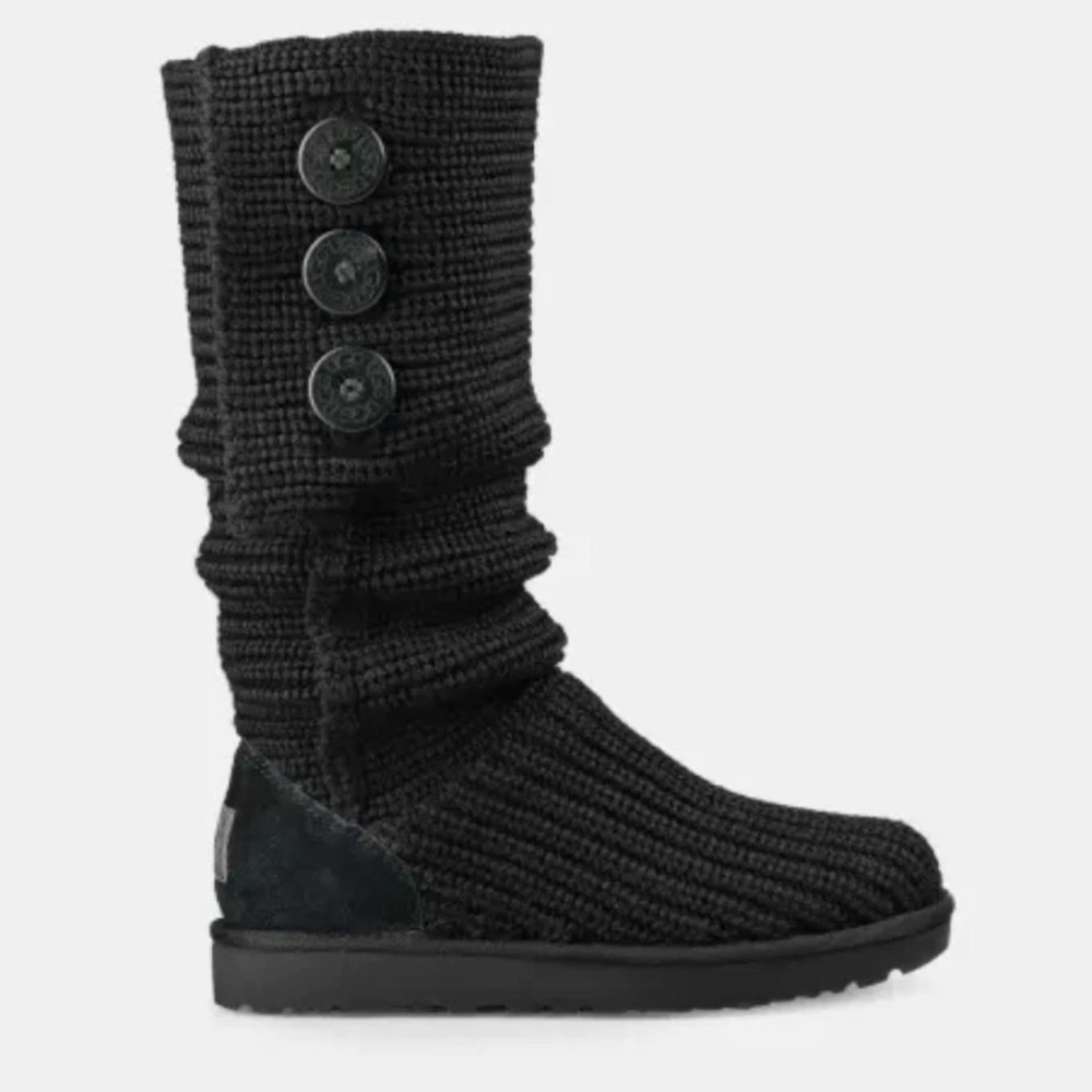 UGG Black Knit Button Winter Boots
